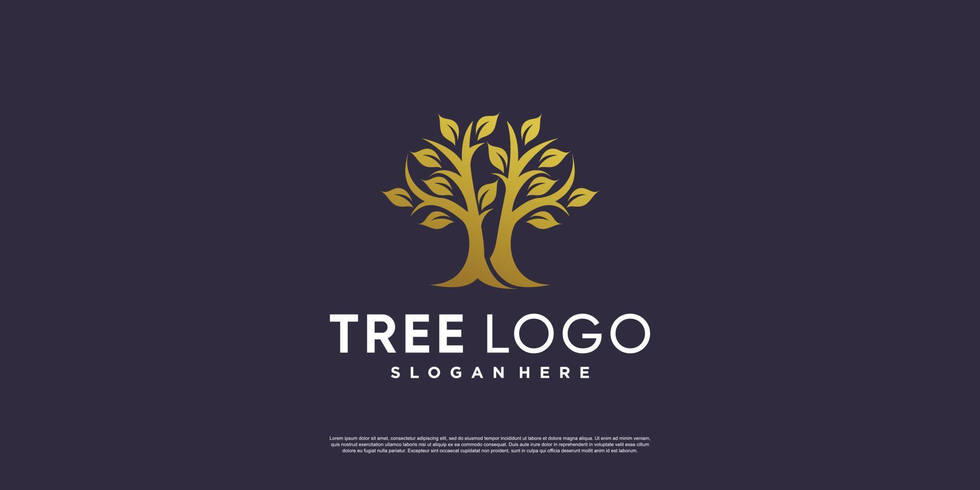 Golden tree logo with creative abstract element style Premium Vector part 3