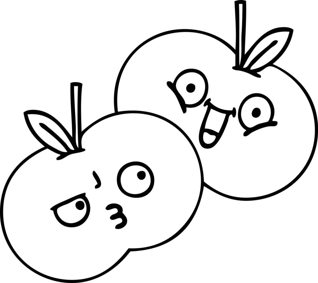 line drawing cartoon apples vector