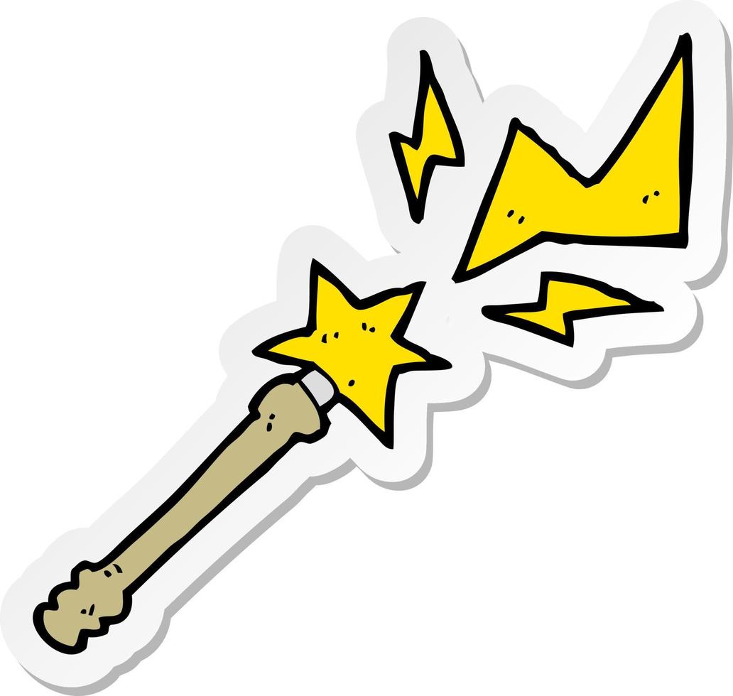 sticker of a cartoon magic wand casting spell vector