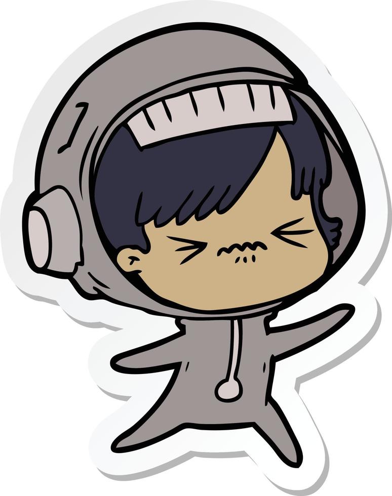sticker of a angry cartoon space girl vector
