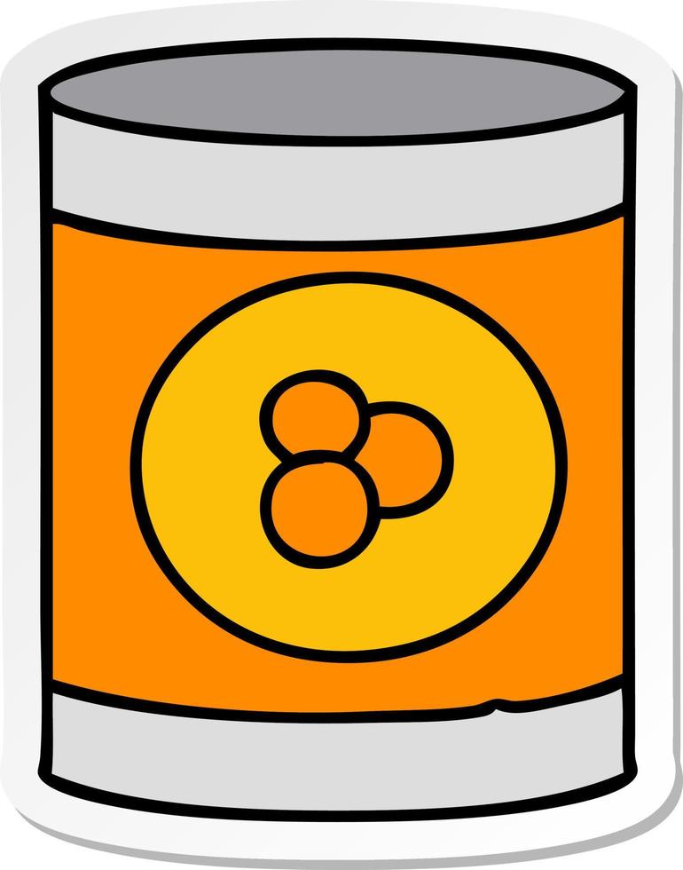 sticker cartoon doodle of a can of peaches vector