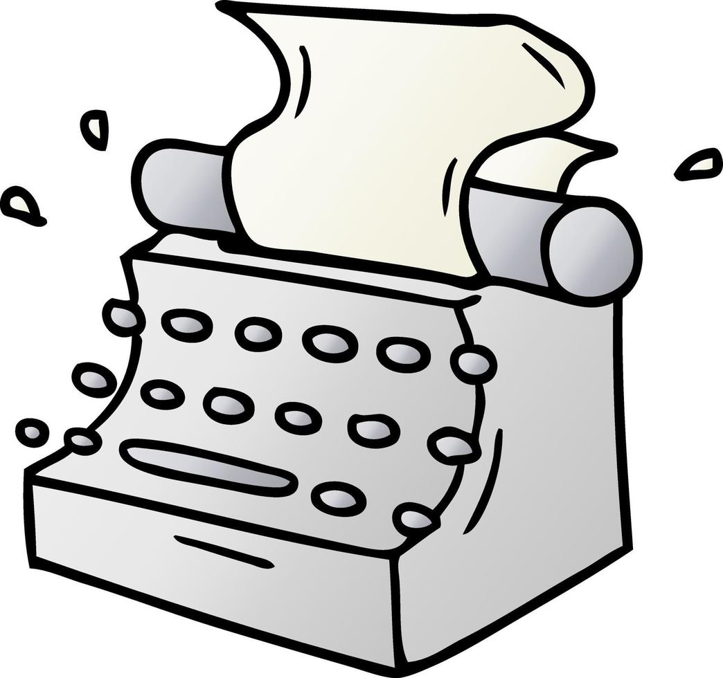 gradient cartoon doodle of old school typewriter vector