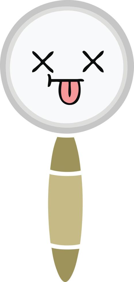 flat color retro cartoon magnifying glass vector