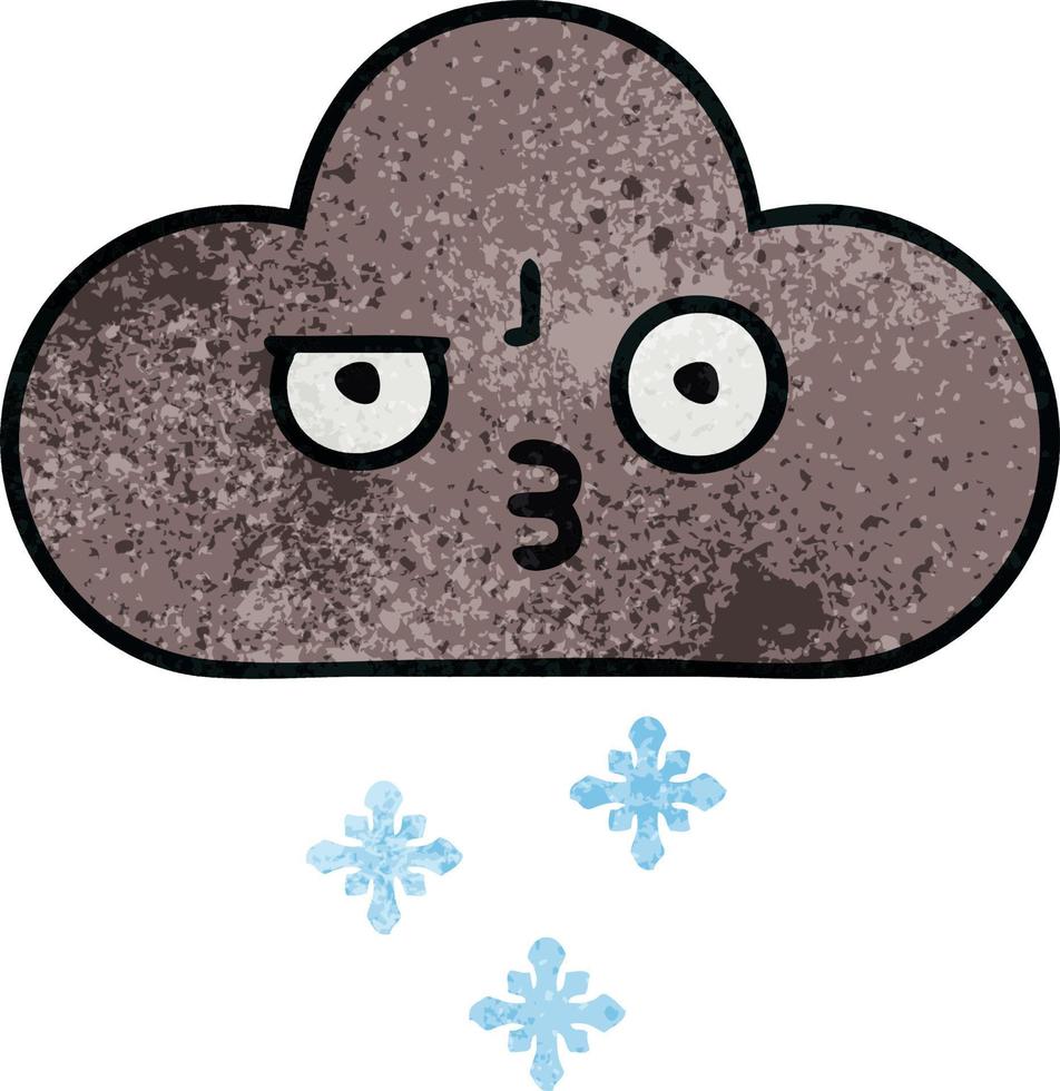 retro grunge texture cartoon storm snow cloud vector