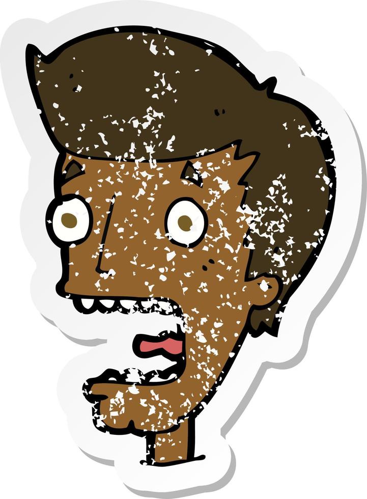 retro distressed sticker of a cartoon terrified man vector