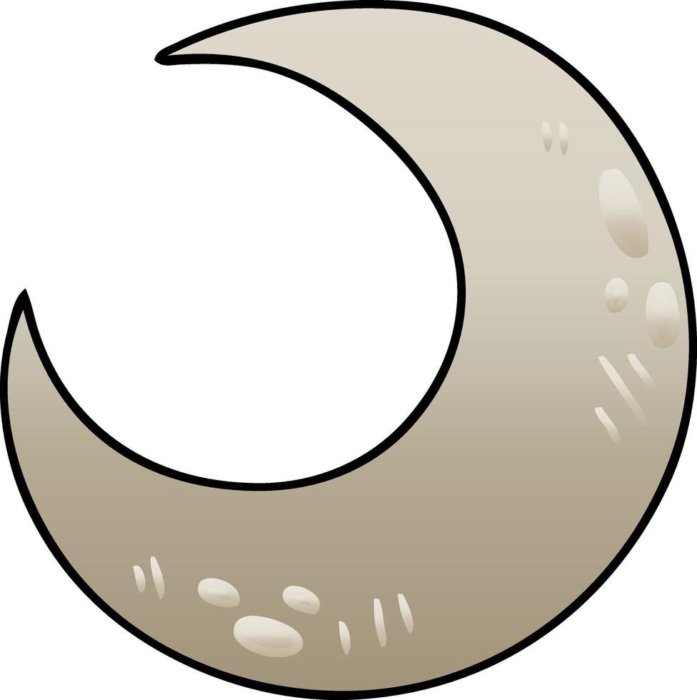 quirky gradient shaded cartoon crescent moon vector