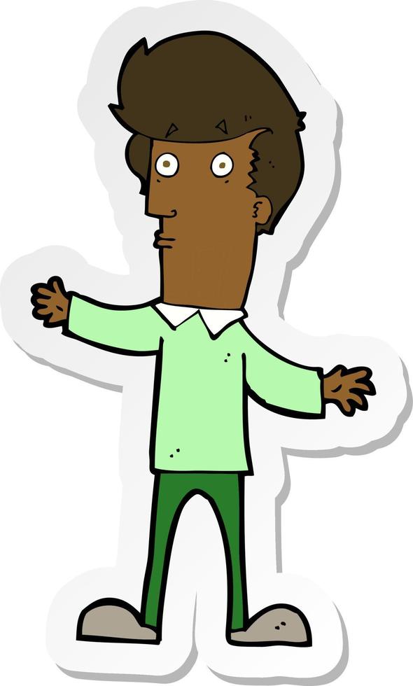 sticker of a cartoon startled man vector