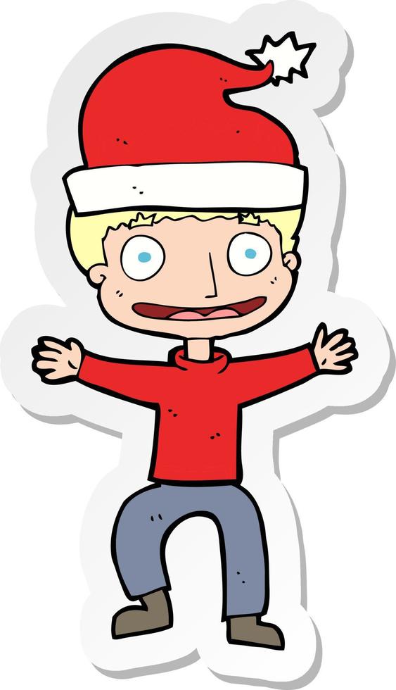 sticker of a cartoon man ready for christmas vector