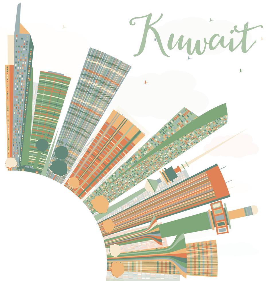 horizonte abstracto de la ciudad de kuwait con edificios de color. vector