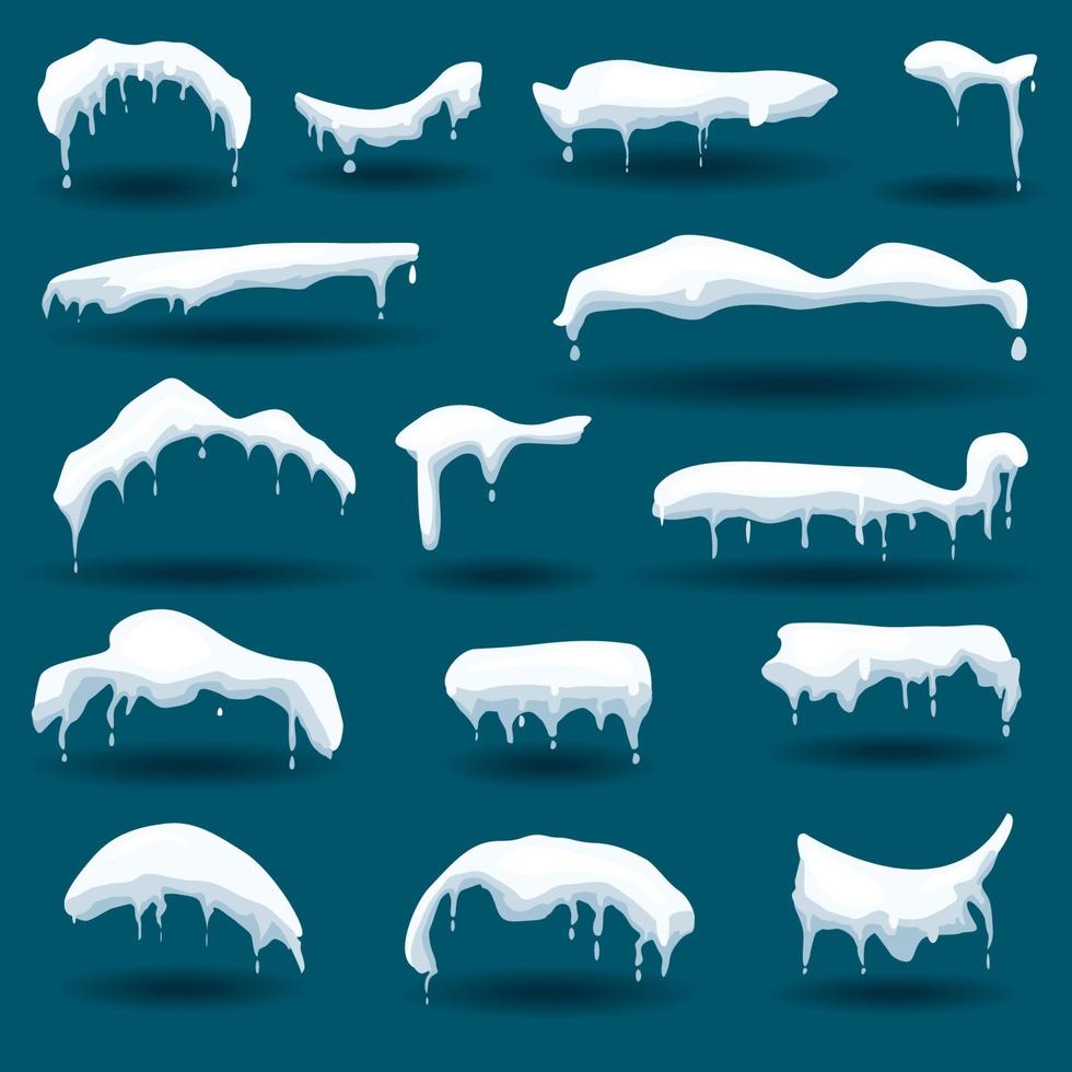 Snow Cap Set. Vector Illustration.