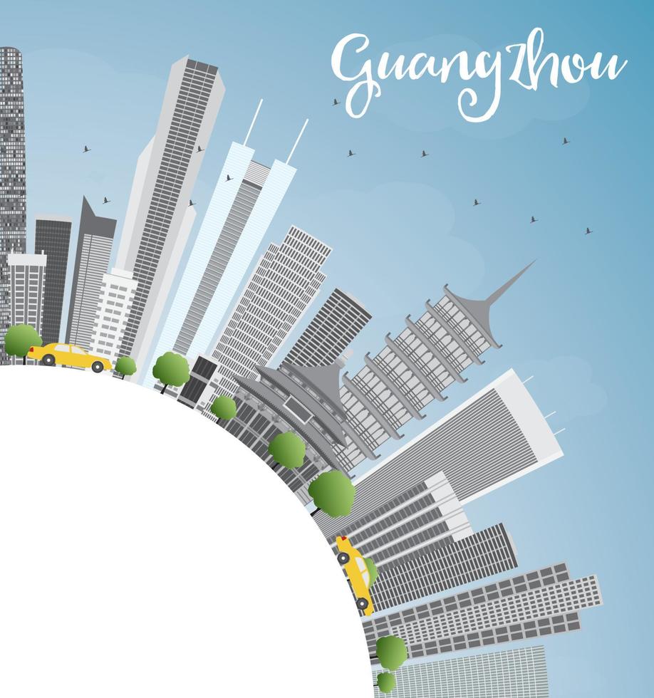 horizonte de guangzhou con edificios grises y espacio para copiar. vector