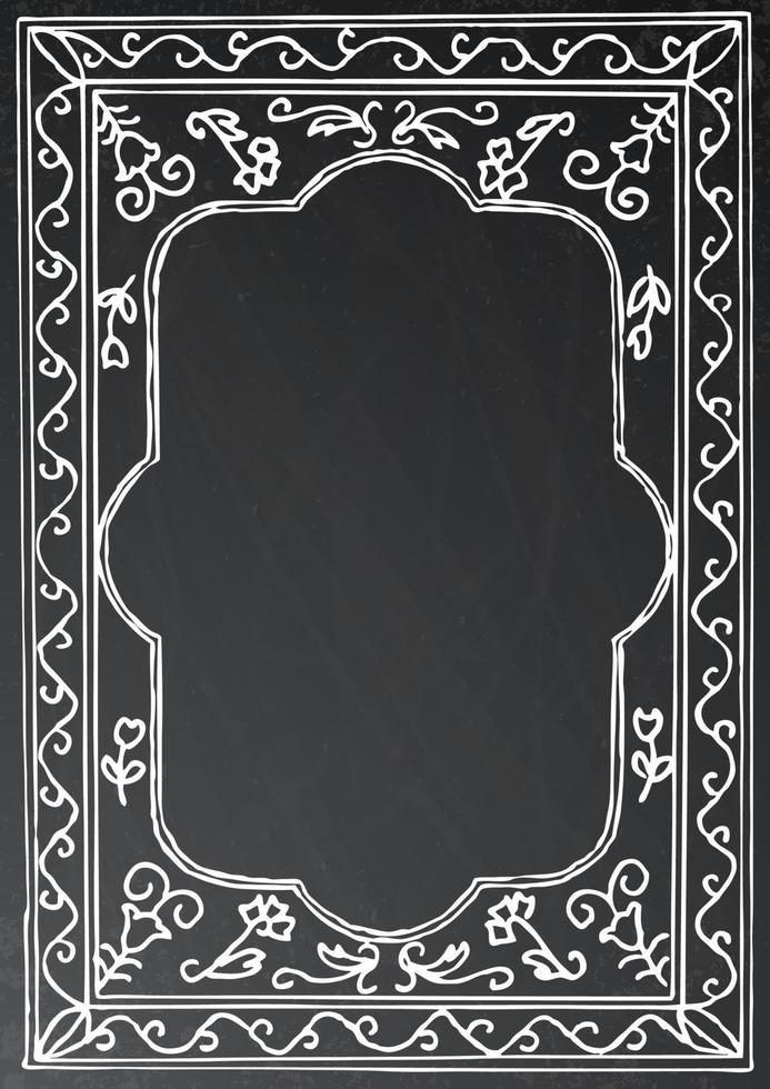 Chalk painted frame on black background. vector