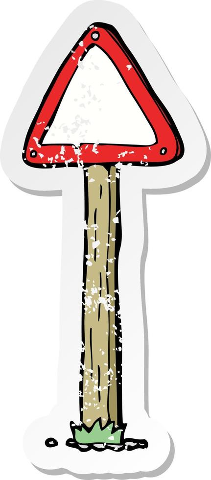 retro distressed sticker of a cartoon road sign vector