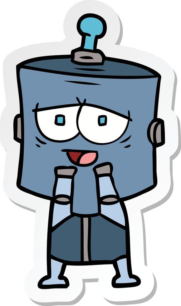 sticker of a cartoon robot vector