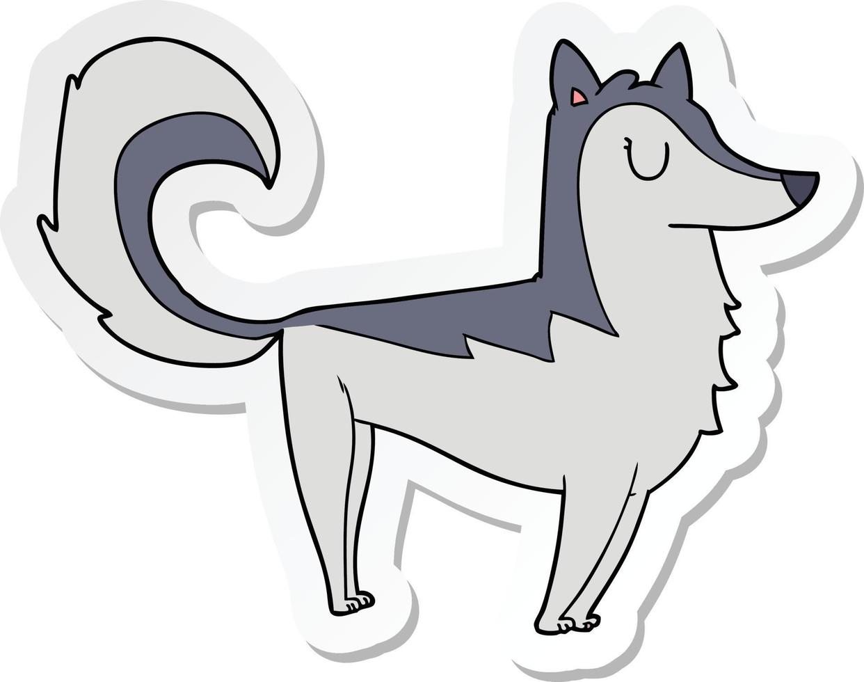 sticker of a cartoon husky vector