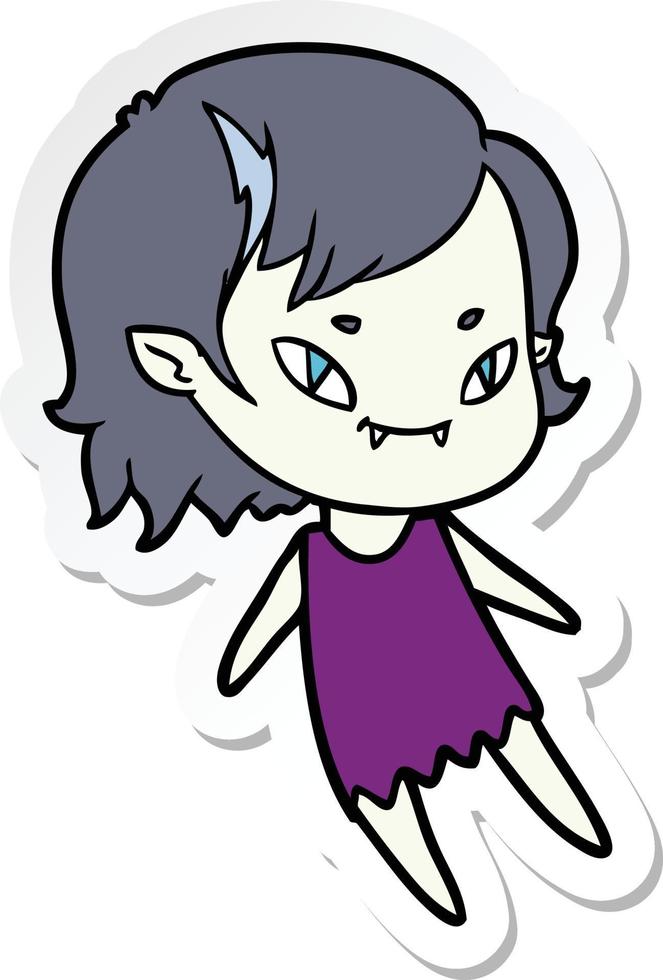 pegatina de una chica vampiro amigable con los dibujos animados vector