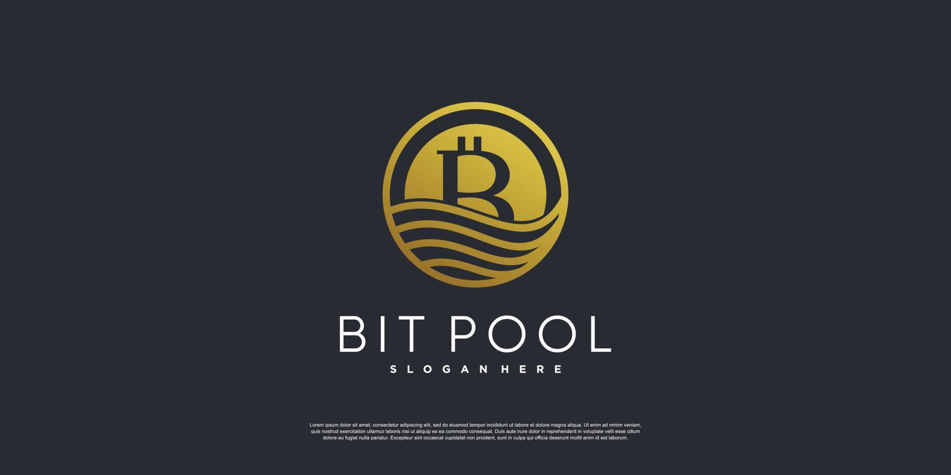 Crypto pool logo with modern creative element Premium Vector