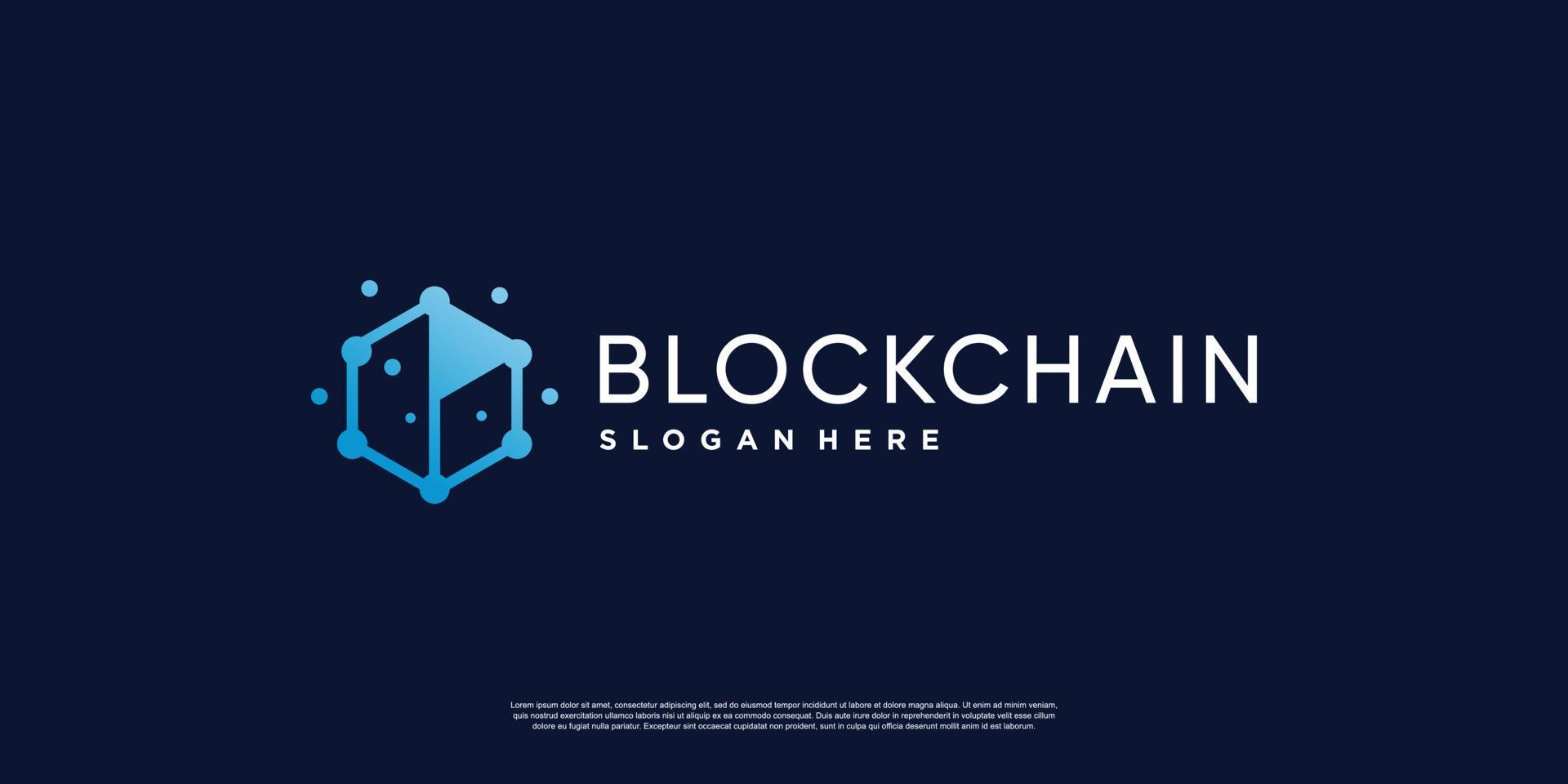 blockchain logo abstract with creative cube concept Premium Vector