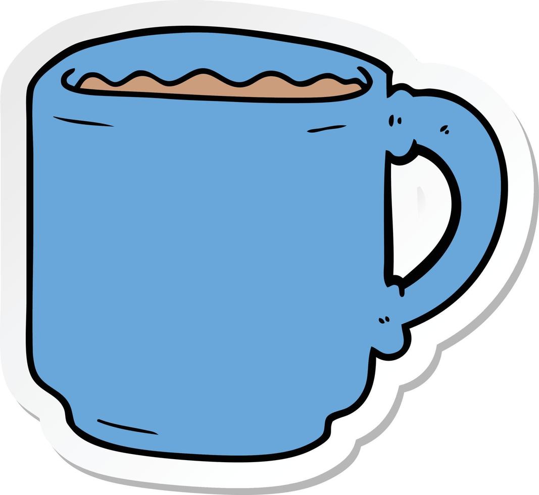 sticker of a cartoon coffee mug vector