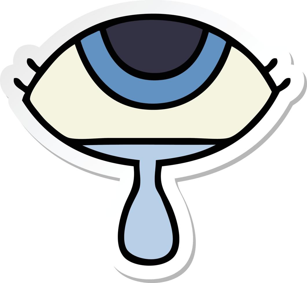 sticker of a cute cartoon crying eye 8771628 Vector Art at Vecteezy