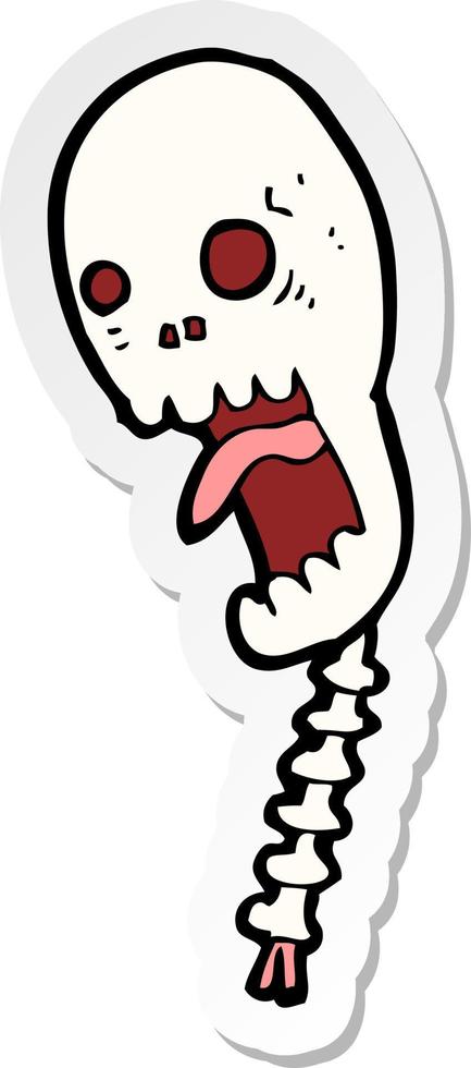 sticker of a funny cartoon skull vector