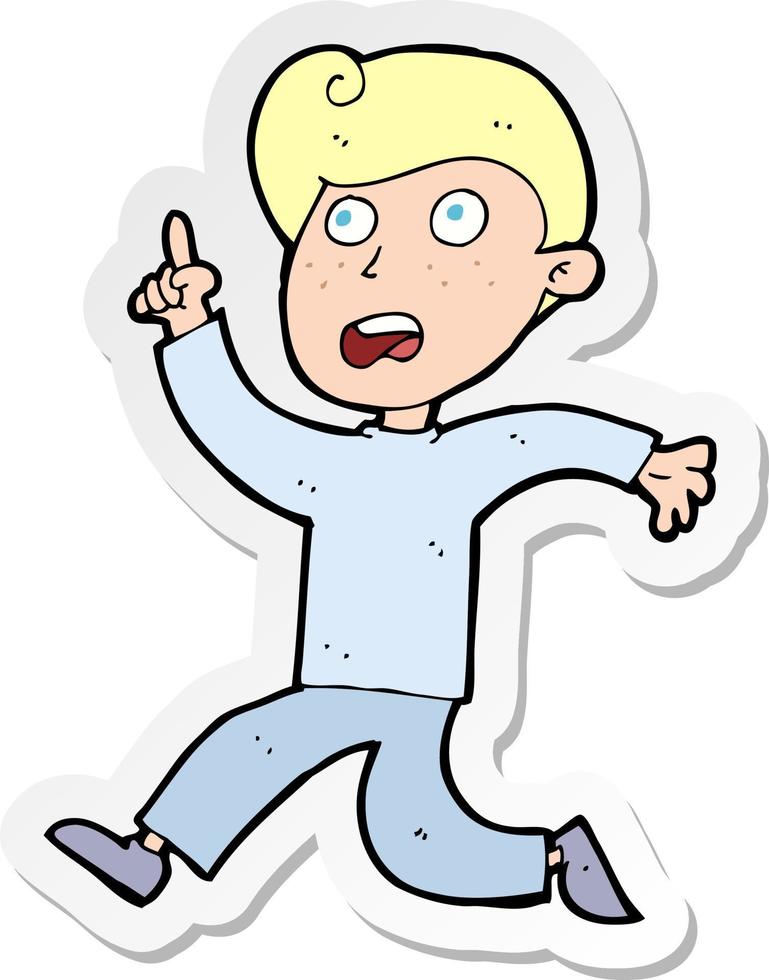 sticker of a cartoon boy panicking vector