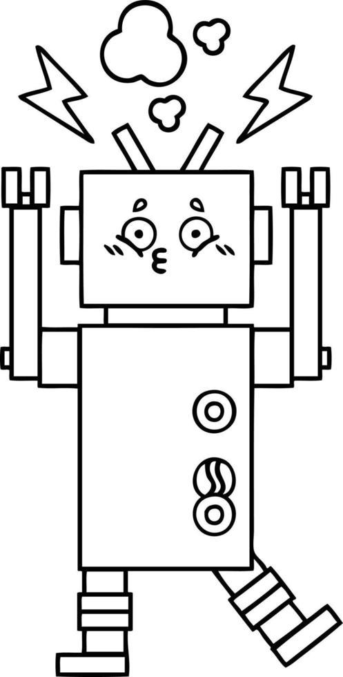 robot de dibujos animados de dibujo lineal vector