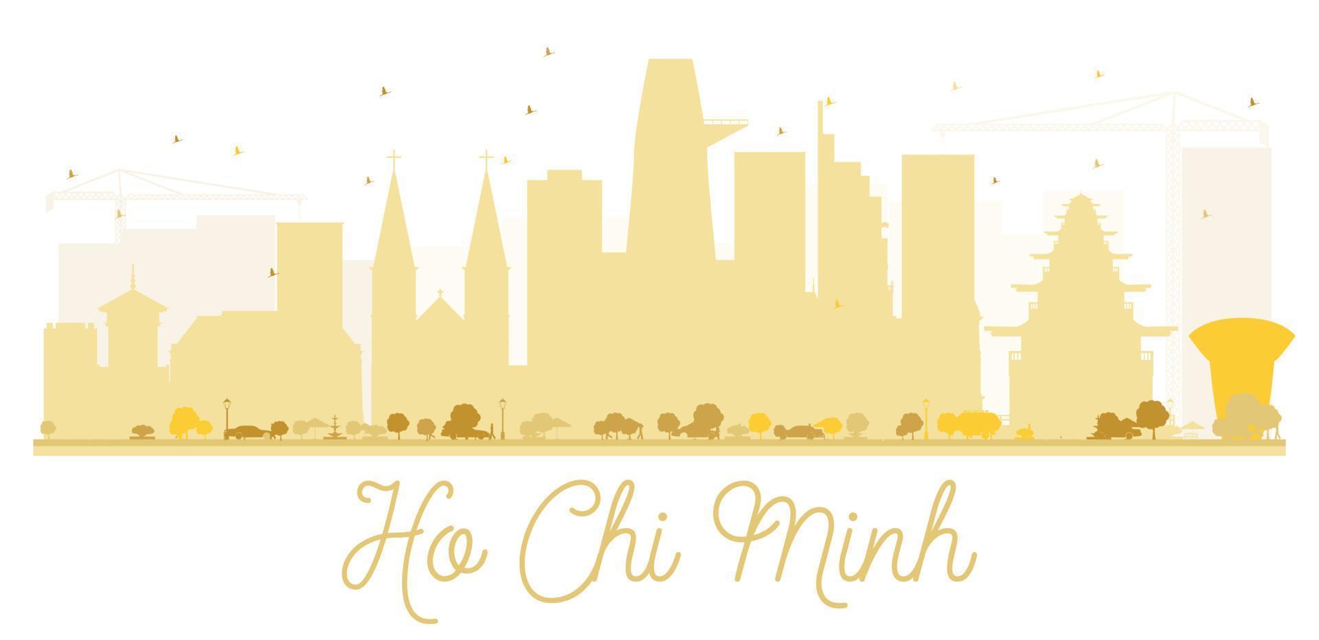 Ho Chi Minh City skyline golden silhouette. vector