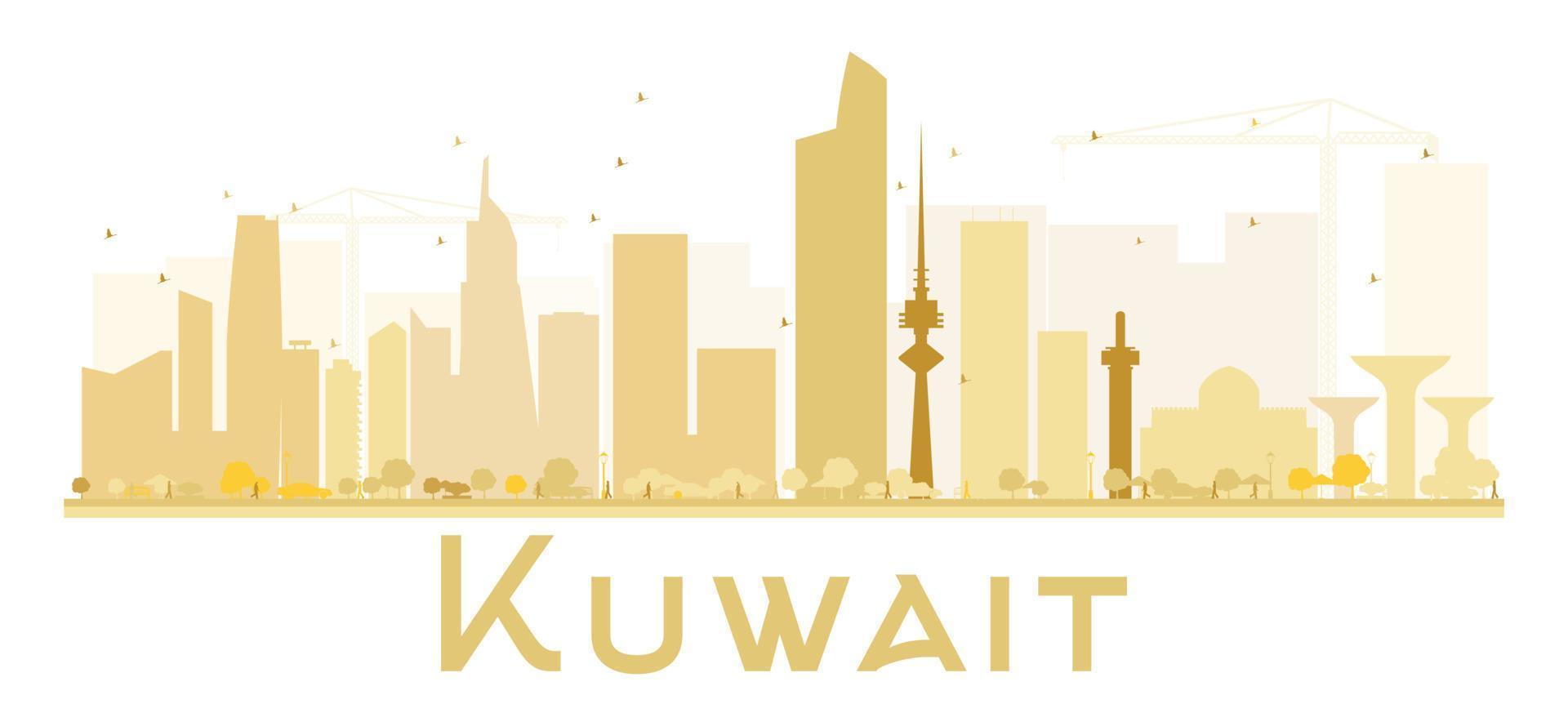 Kuwait City skyline golden silhouette. vector