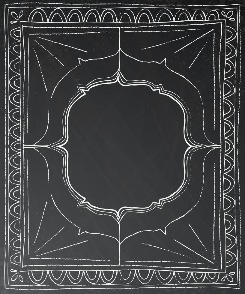 Chalk painted frame on black background. Vector illustration.