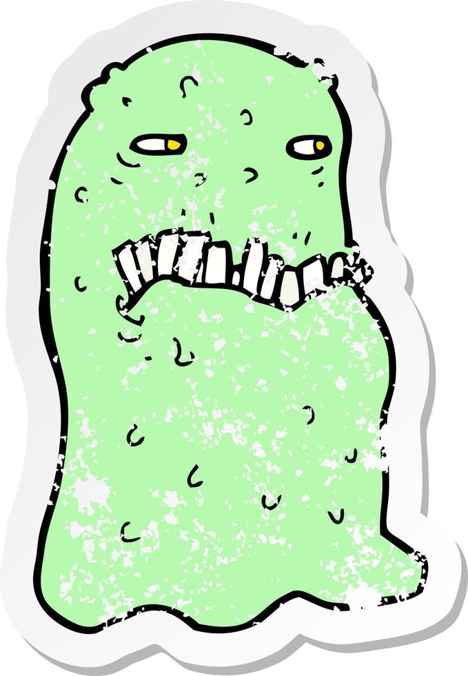 retro distressed sticker of a cartoon gross ghost vector