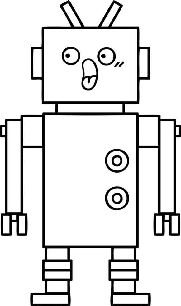 line drawing cartoon robot vector