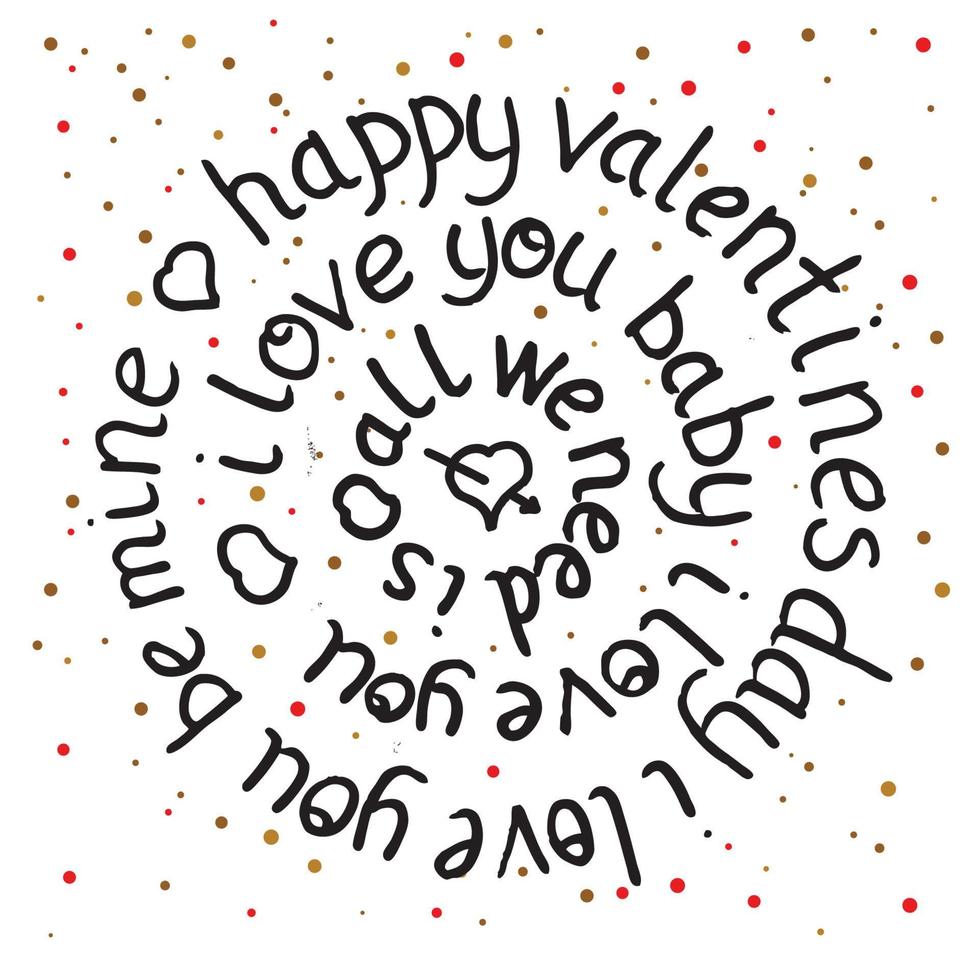 Valentines day round lettering on dot background. vector