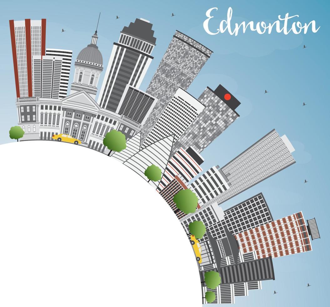 horizonte de edmonton con edificios grises, cielo azul y espacio para copiar. vector