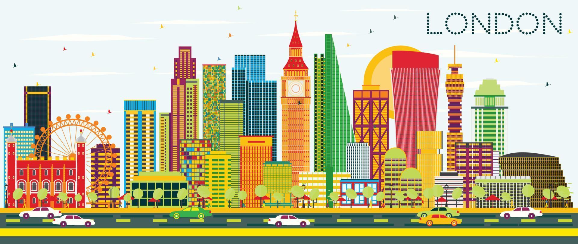 Abstract London Skyline with Color Buildings. vector