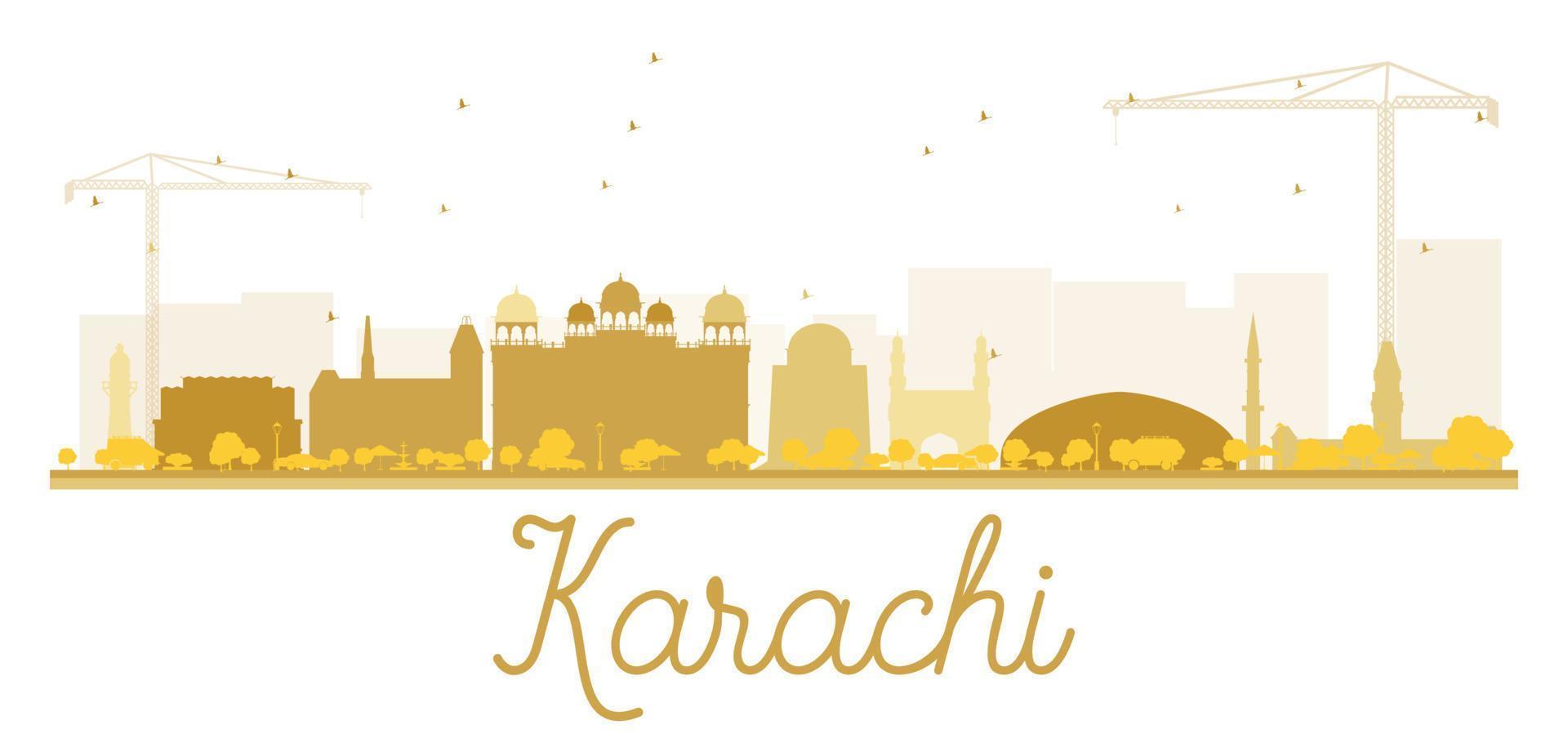 silueta dorada del horizonte de la ciudad de karachi. vector