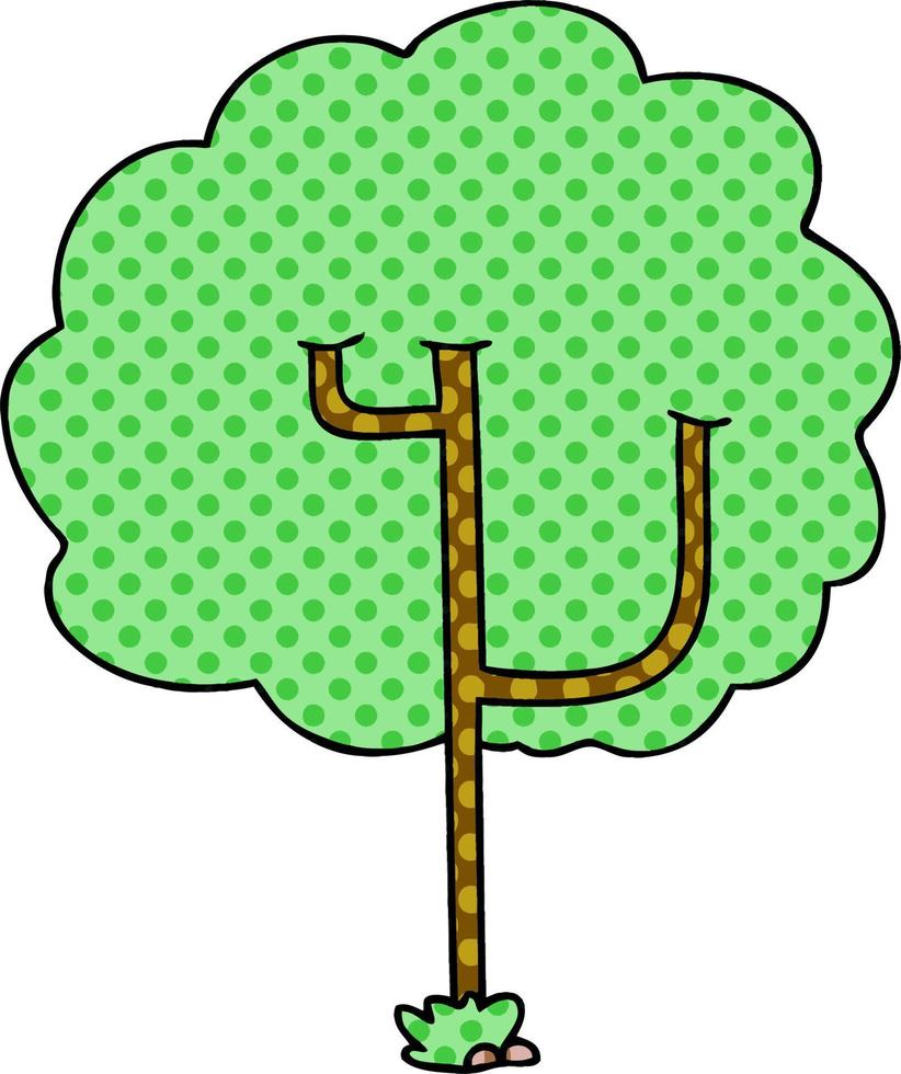 peculiar árbol de dibujos animados de estilo cómic vector