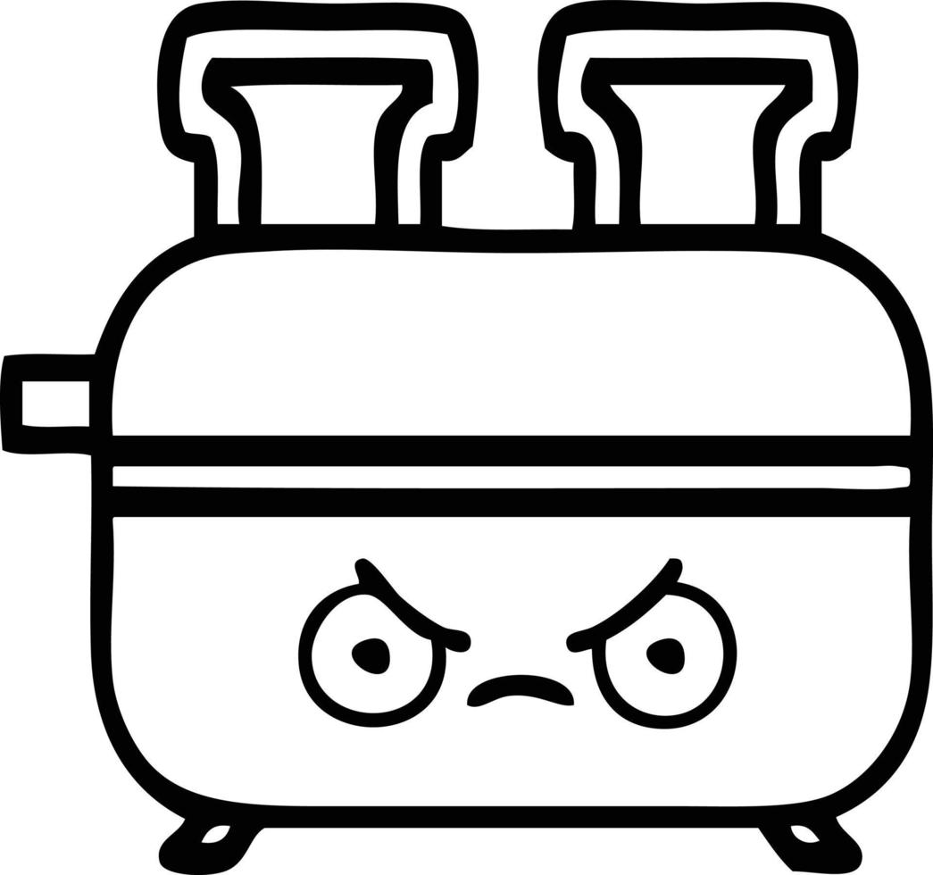 line drawing cartoon of a toaster vector