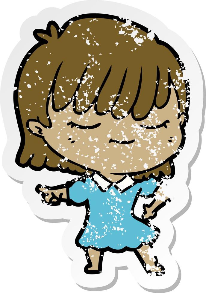 distressed sticker of a cartoon woman vector