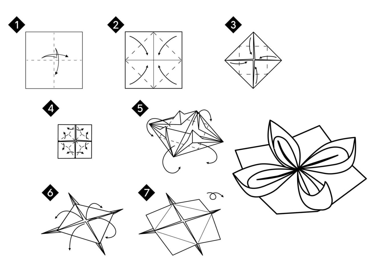 como hacer flor de loto en origami. paso a paso 8771837 Vector en Vecteezy