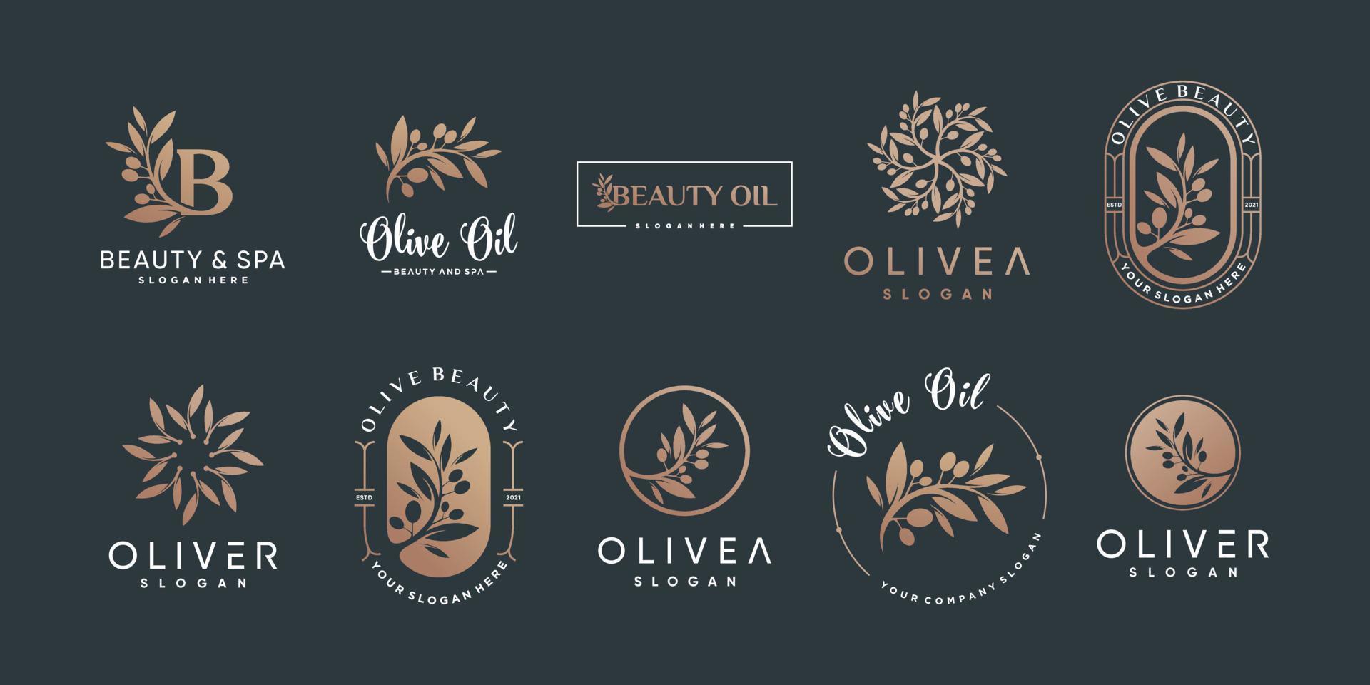 Olive logo collection with creative element style Premium Vector