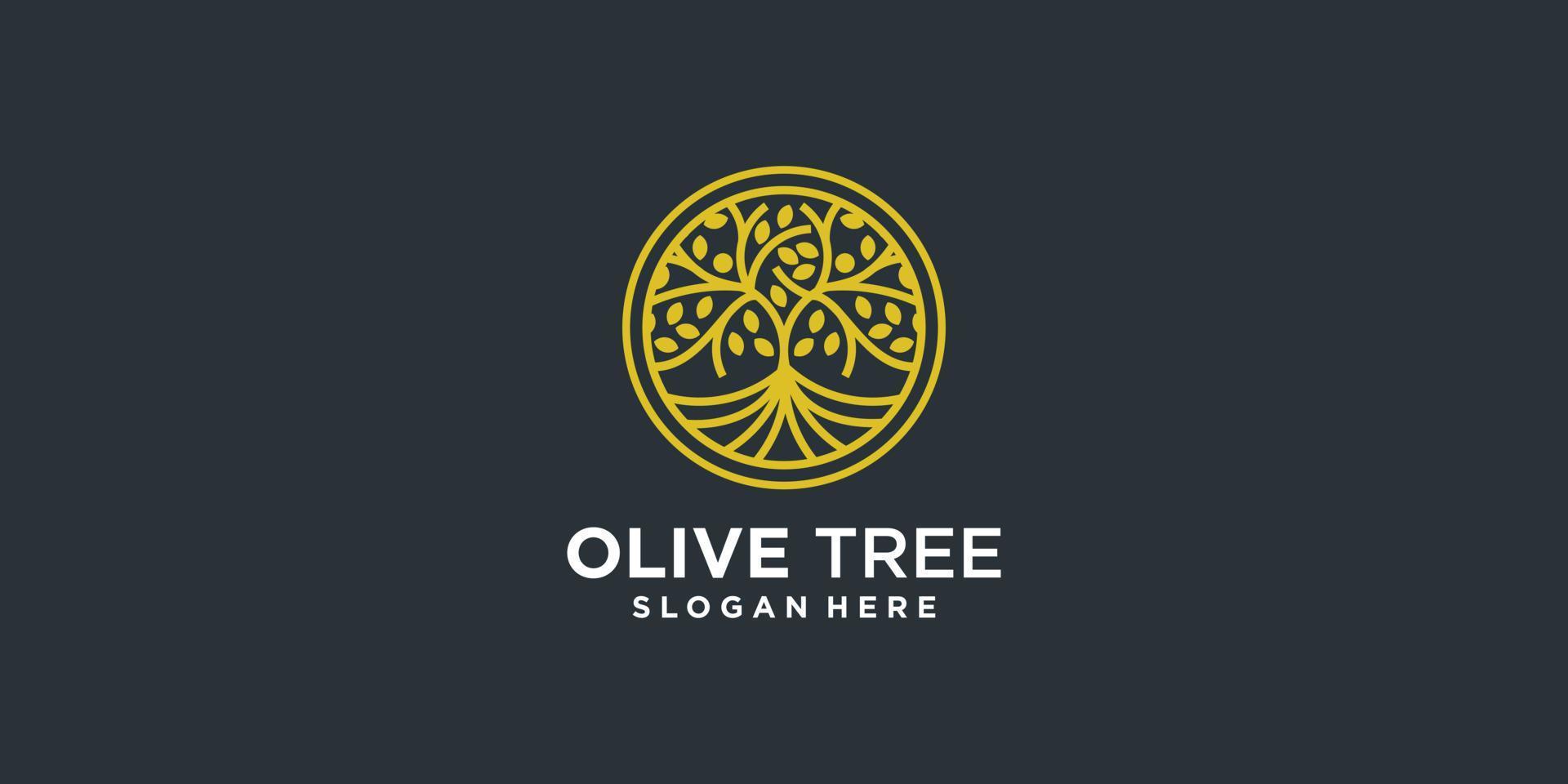 Olive tree logo abstract with emblem style Premium Vector