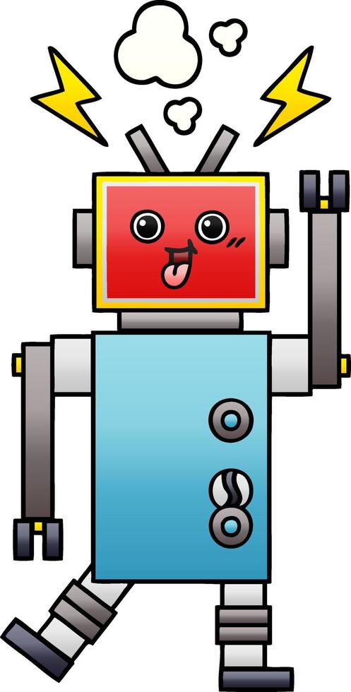 gradient shaded cartoon crazed robot vector