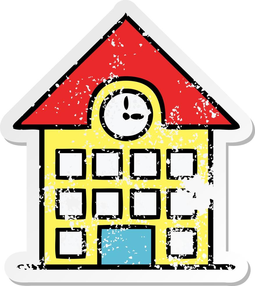 distressed sticker of a cute cartoon town house vector