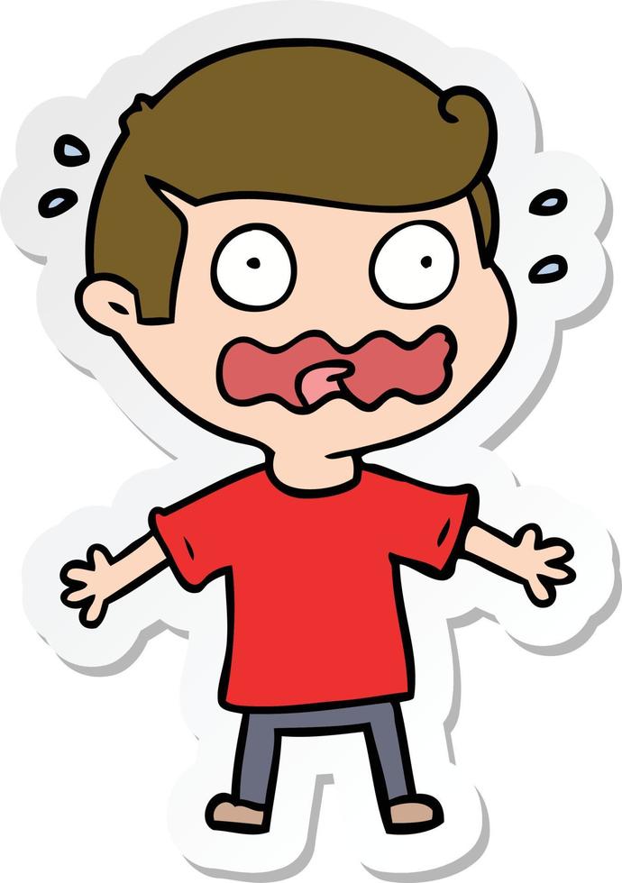 sticker of a cartoon man totally stressed out vector