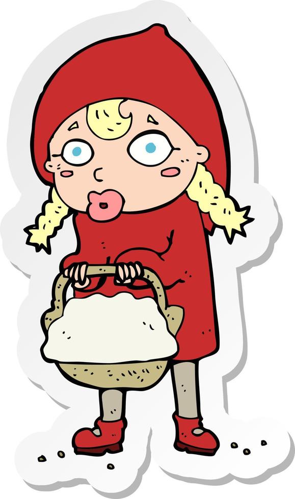 sticker of a little red riding hood cartoon vector