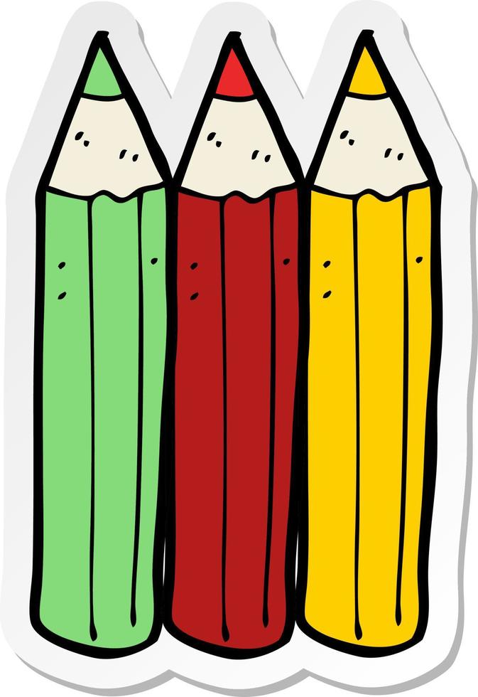 sticker of a cartoon coloring pencils vector