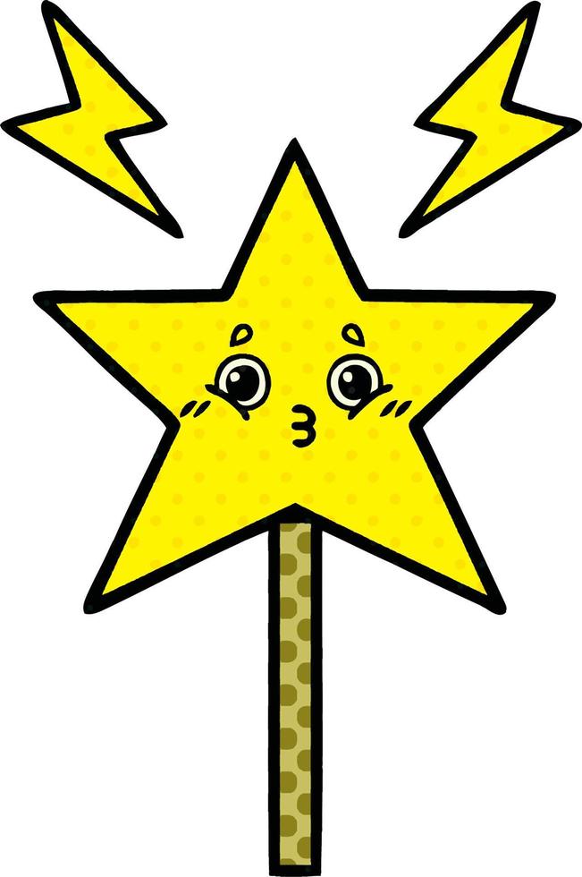 comic book style cartoon magic wand vector