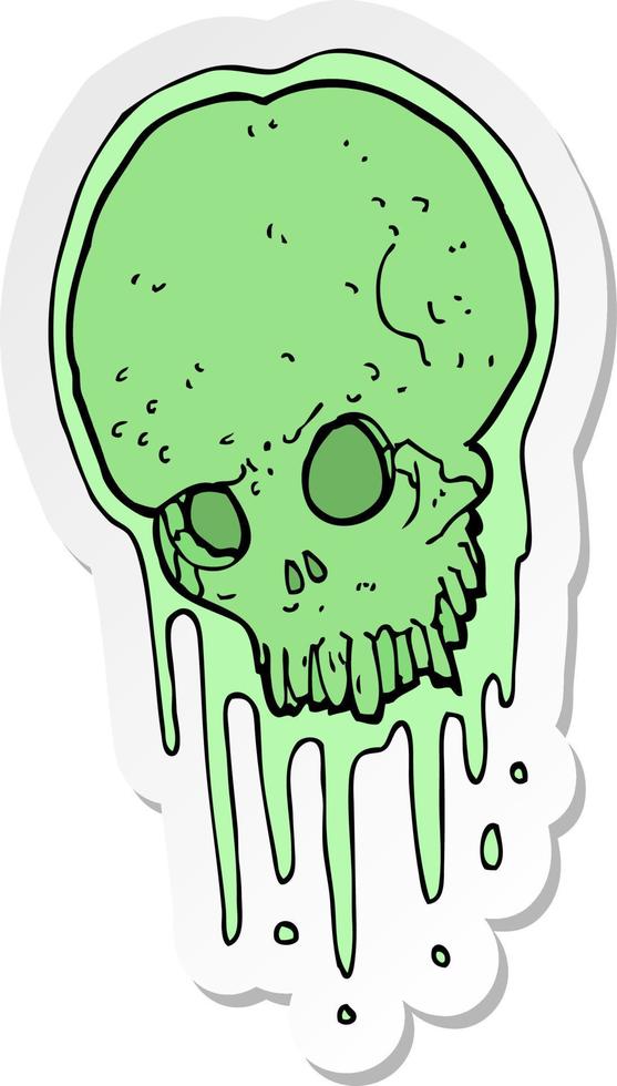 sticker of a cartoon slimy skull vector