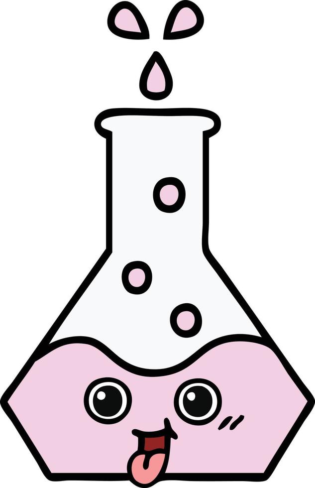 cute cartoon science beaker vector